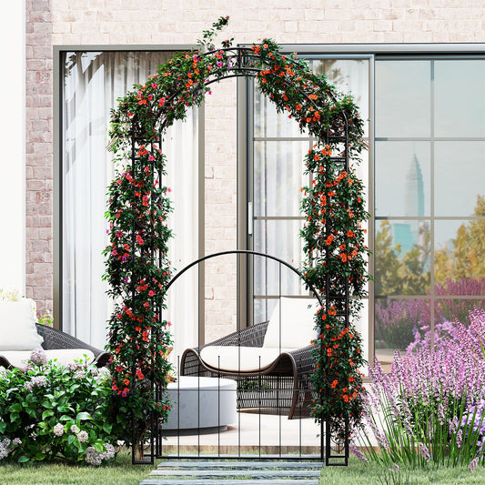 84 Inch Metal Garden Arch Arbor with Lockable Gate – photo 2