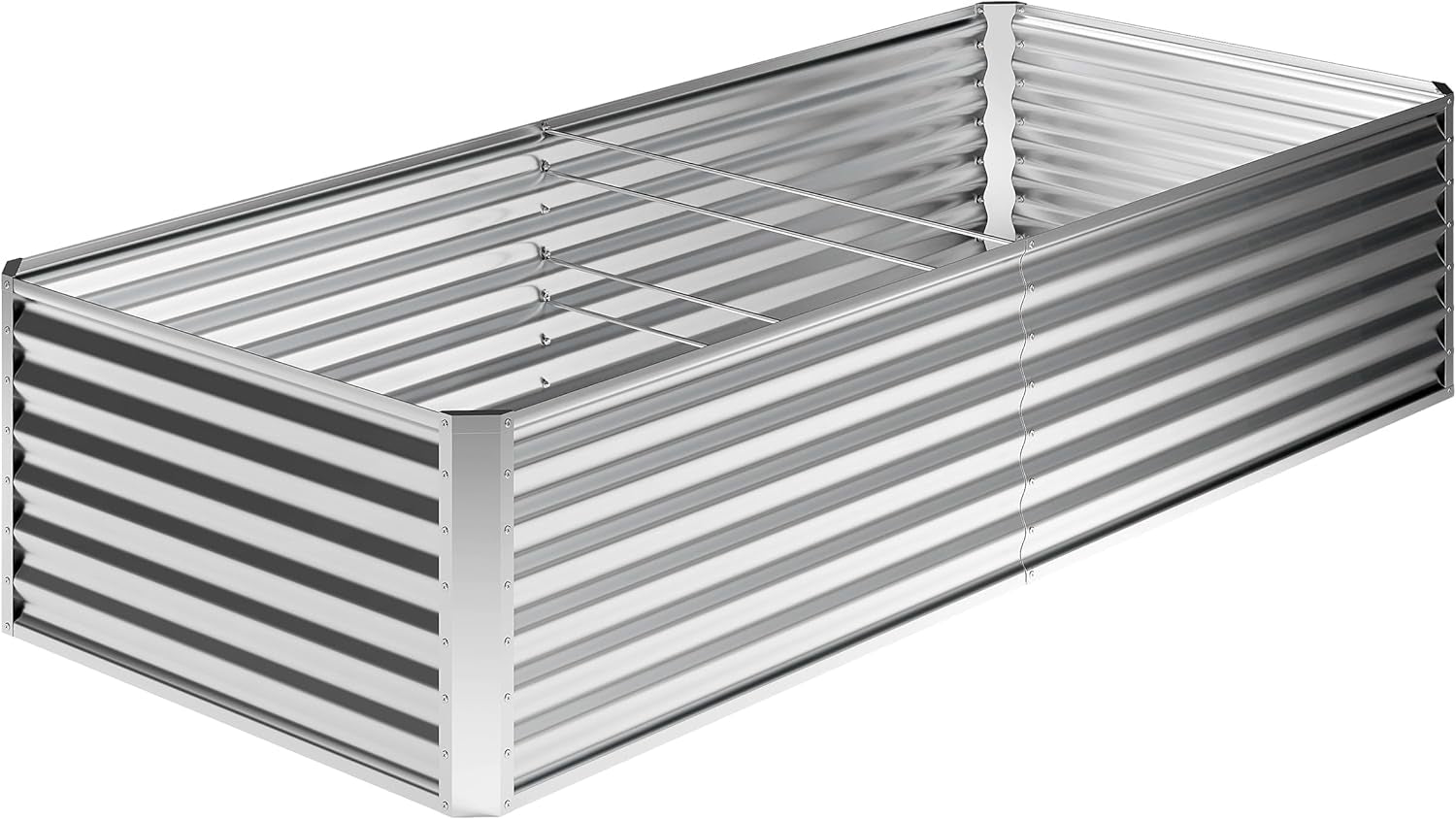 8X4X2Ft Galvanized Raised Garden Bed,Planter Raised Beds-Metal Garden Box,Large Plant for Outdoor Planting, Vegetables Bed，Flower,Herb-Silver
