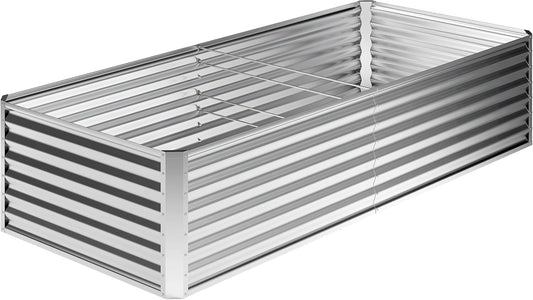 8X4X2Ft Galvanized Raised Garden Bed,Planter Raised Beds-Metal Garden Box,Large Plant for Outdoor Planting, Vegetables Bed，Flower,Herb-Silver