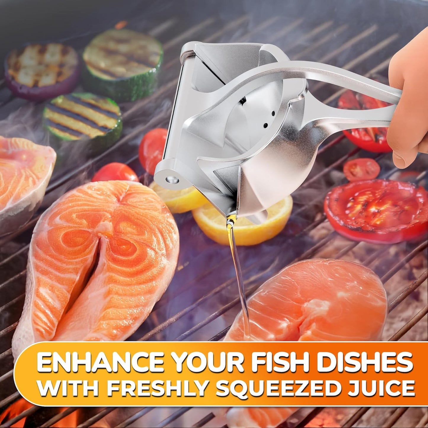 Manual Juicer Hand Press with Ergonomic Heavy Duty Handle – Pour Spout for Mess-Free Pouring, Aluminum Alloy Hand Juicer Squeezer | 0.6 L Bowl – Juice Press for Orange, Lime & 4Th of July Lemonade