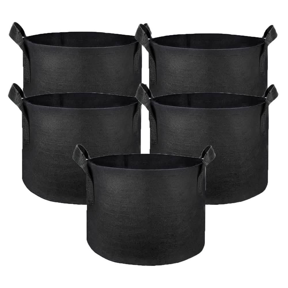 5-Pack Plant Grow Bags – 300g Nonwoven Fabric, Reinforced Handles