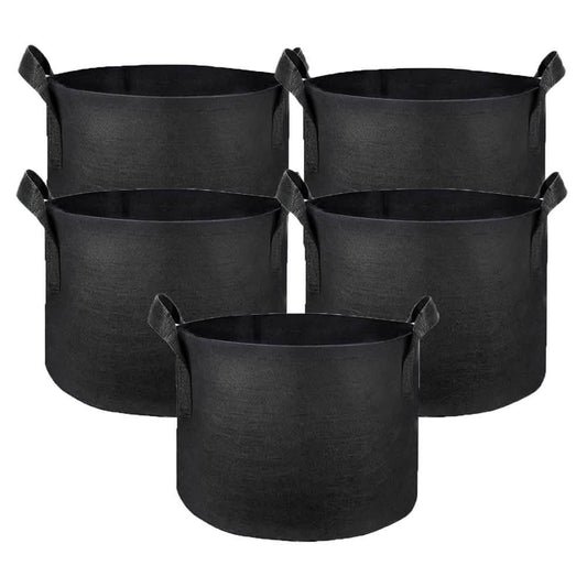 5-Pack Plant Grow Bags – 300g Nonwoven Fabric, Reinforced Handles