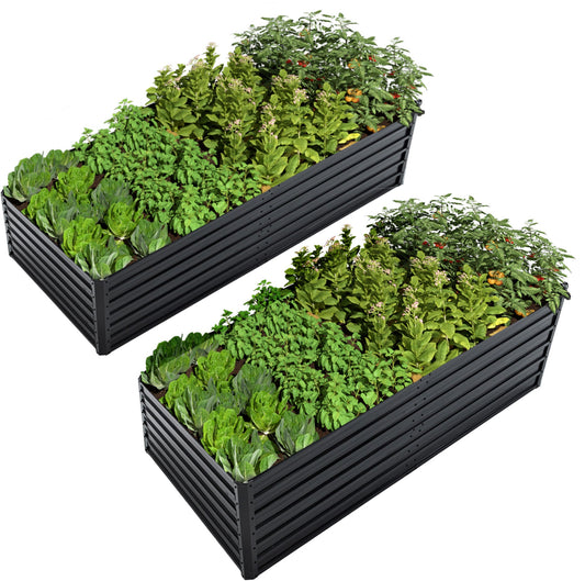 2-Pack Metal Raised Garden Bed Kit – 8×4×2 FT Galvanized Steel Planter Boxes