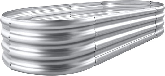 8×4×1 Ft Galvanized Raised Garden Bed Kit，Raised Garden Boxes Outdoor, Oval Metal Raised Garden Beds for Vegetables