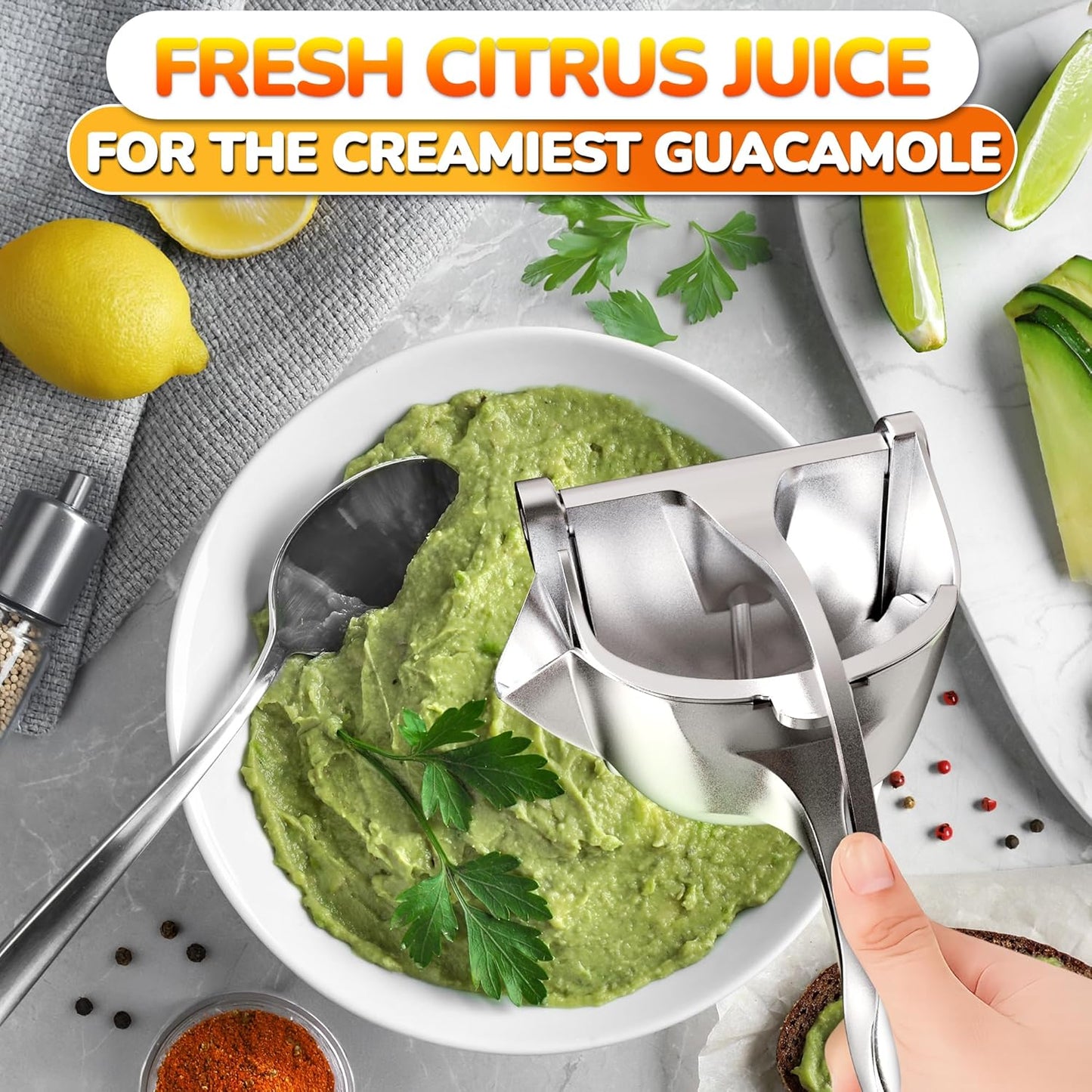 Manual Juicer Hand Press with Ergonomic Heavy Duty Handle – Pour Spout for Mess-Free Pouring, Aluminum Alloy Hand Juicer Squeezer | 0.6 L Bowl – Juice Press for Orange, Lime & 4Th of July Lemonade