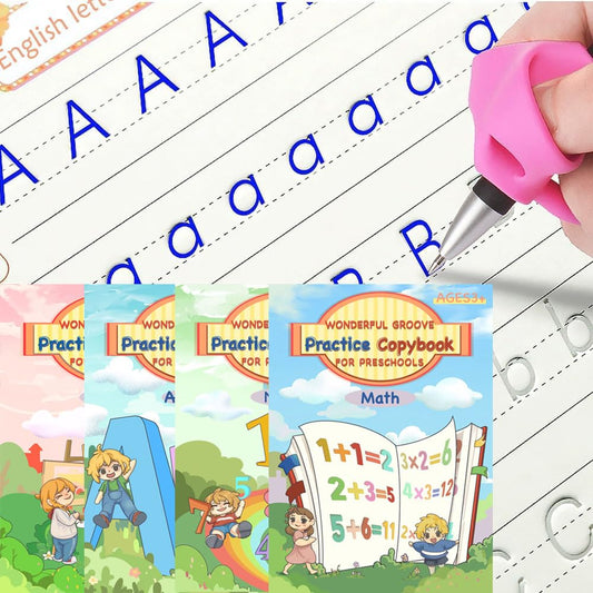 Magic Grooved Writing Practice for Kids Ages 3-8, Reusable Handwriting Practice Books, Preschool Writing Books with Disappearing Ink