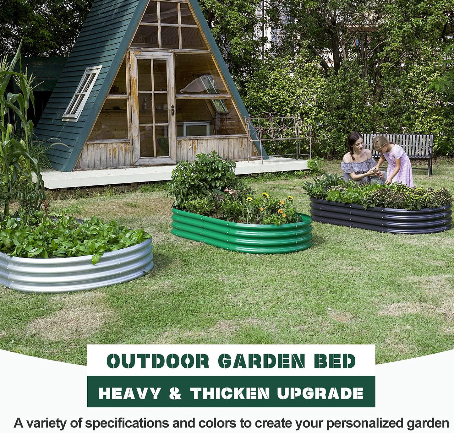8×4×1 Ft Galvanized Raised Garden Bed Kit，Raised Garden Boxes Outdoor, Oval Metal Raised Garden Beds for Vegetables