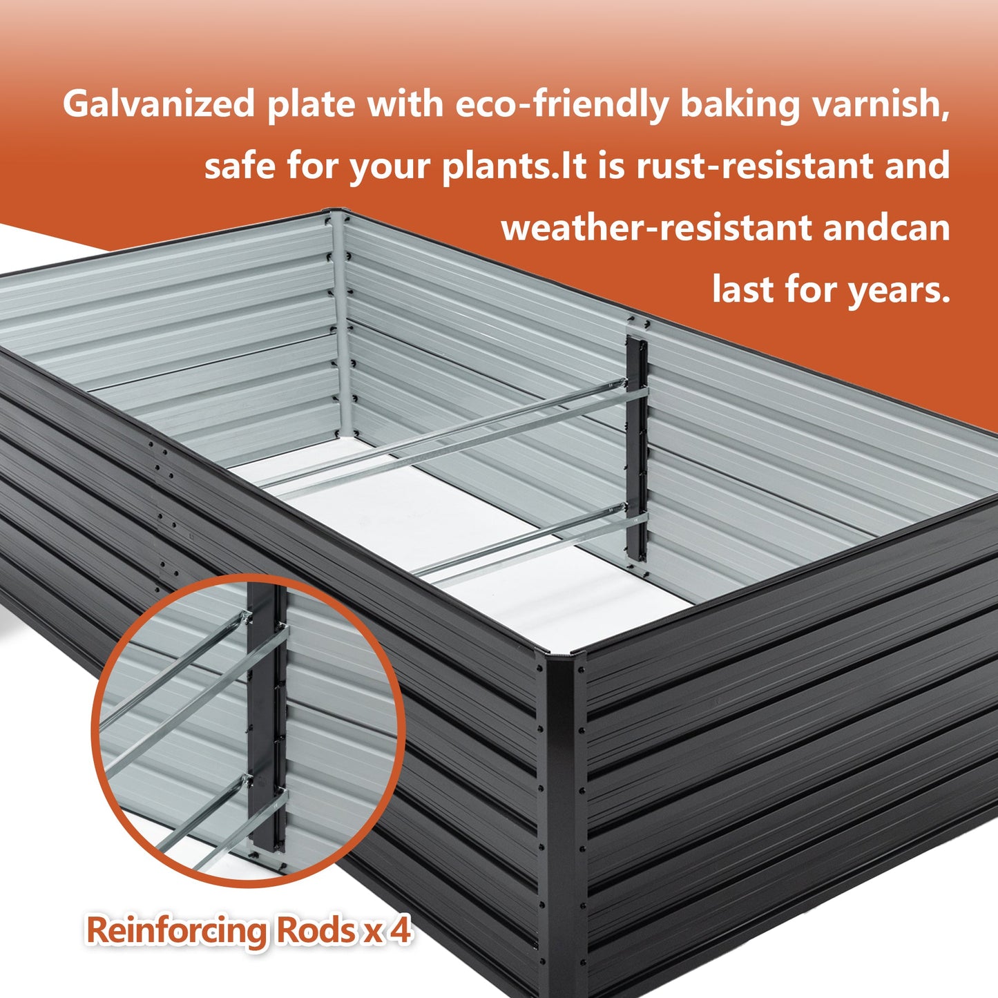2-Pack Metal Raised Garden Bed Kit – 8×4×2 FT Galvanized Steel Planter Boxes