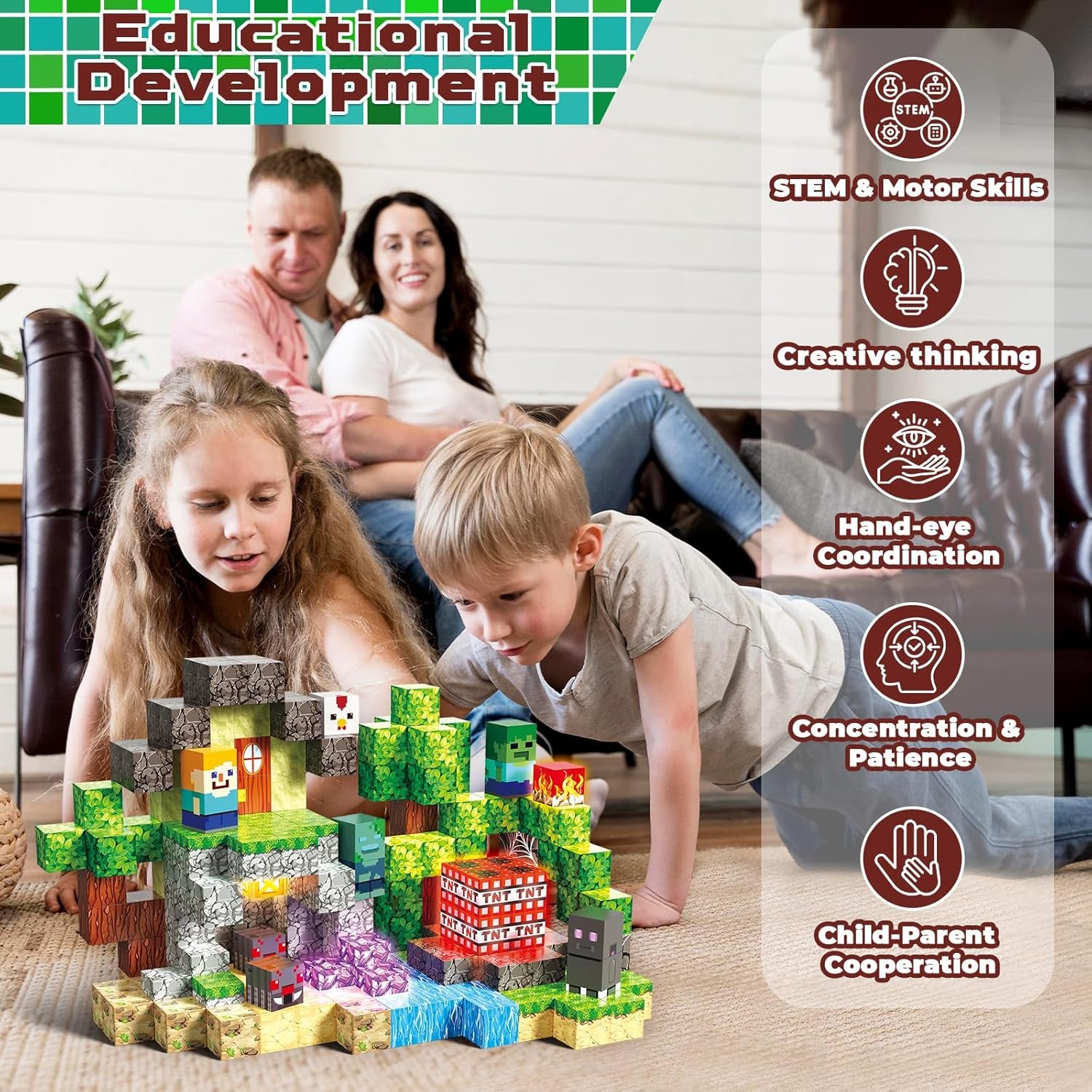200PCS Magnetic Blocks with Light-Up Blocks - Magnetic Building Blocks Playset, Magnetic Stacking Cube Toys, STEM Sensory Montessori Learning Toys, Birthday Gifts for Kids Boys and Girls Age 3+