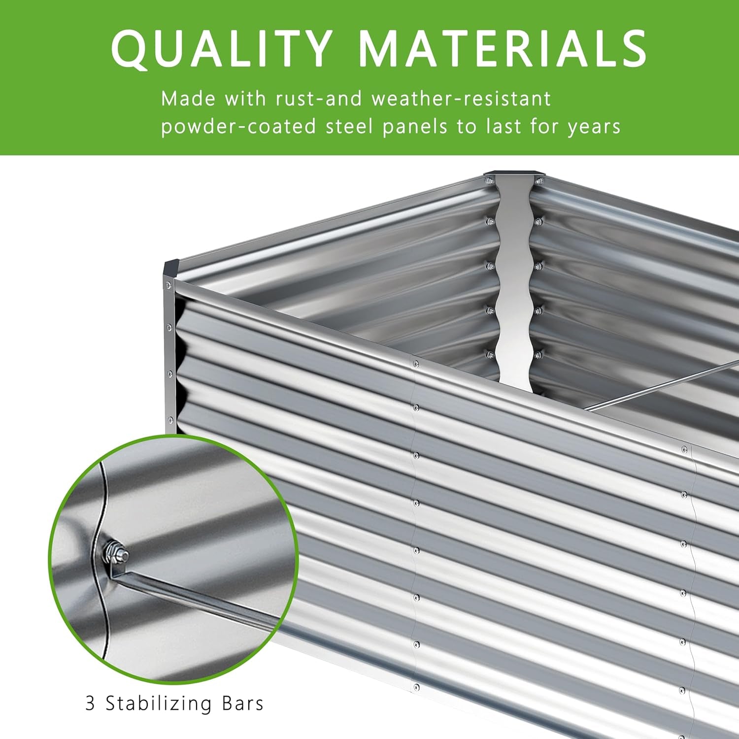 8X4X2Ft Galvanized Raised Garden Bed,Planter Raised Beds-Metal Garden Box,Large Plant for Outdoor Planting, Vegetables Bed，Flower,Herb-Silver
