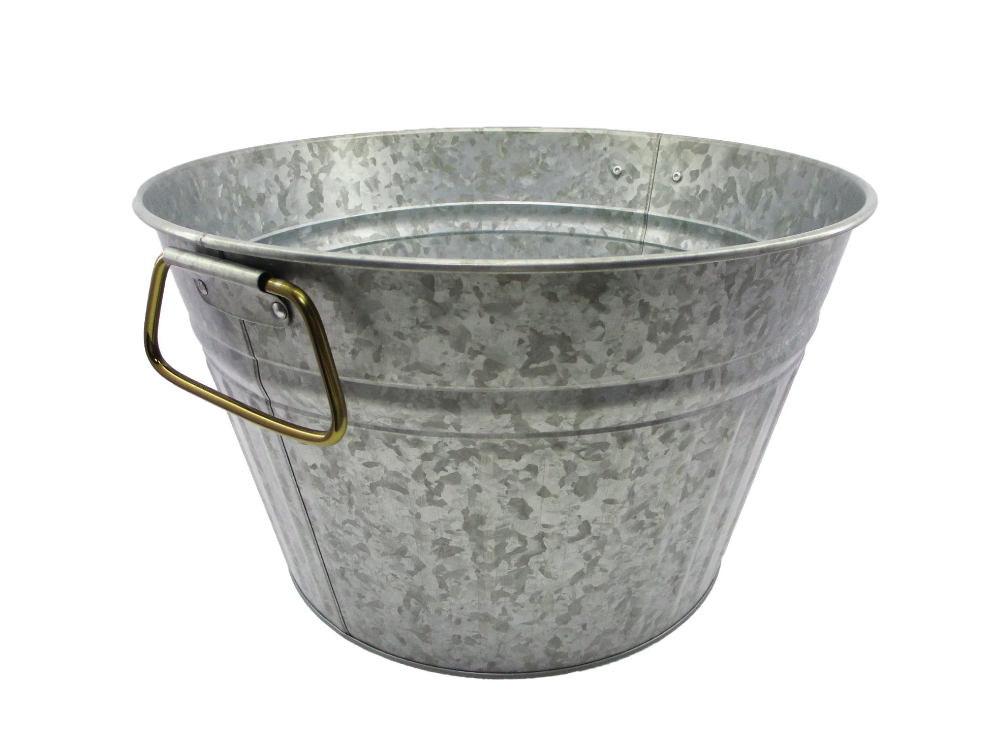 - Galvanized round Tub, 15 in D X 9 in H